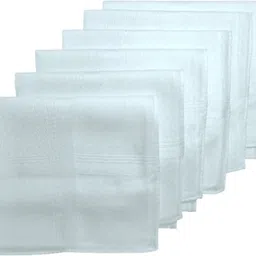 pamli Plain white 6 pc ["White"] Handkerchief-picture-18