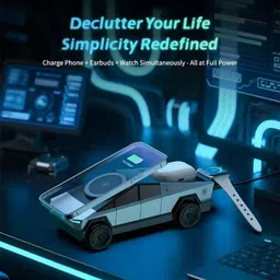 Fitpro Cybertruck-Inspired Wireless Dock | 15W 3-in-1 Fast Charging Station Charging Pad image 3