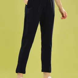 dollar missy Women Solid Dark Blue Track Pants image 2