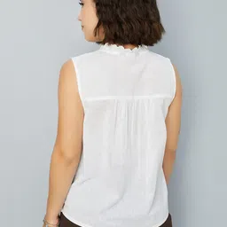 max Casual Regular Sleeves Self Design Women Beige Top image 2