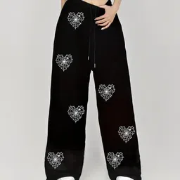 mimid Women Straight Fit Black Cotton Blend Trousers-picture-36