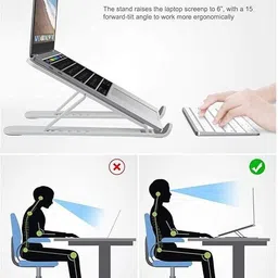 hiroxa Adjustable Laptop Stand Holder Riser with Cooling Ventilation for All Laptops Adjustable Laptop Stand Holder Riser with Cooling Ventilation for All Laptops Plastic Floor and Desk Stand Rotatable Laptop Stand with Adjustable Height Compatible with Universal Laptops image 4