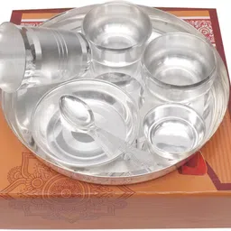 Pack of 7 Silver Plated Tedlayer Buffet Dinner Set for Dinning Wedding Return Gift, Kitchen,Birthday Dinner Set-picture-19