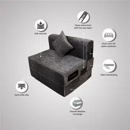 seventh heaven Relax 8 Inch PU Foam (72x30) 1 Seater Sofa Cum Mattress In Light Grey Colour image 4