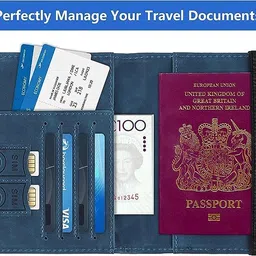 stealodeal Passport Holder Travel Wallet Organiser, Passport Case with PU Leather Travel Document Holder for Men & Women (Dark Blue) image 2