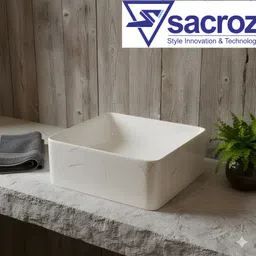 SACROZ Carrara Vein Ceramic Table Top Basin MS-2421 Table Top Basin image 2