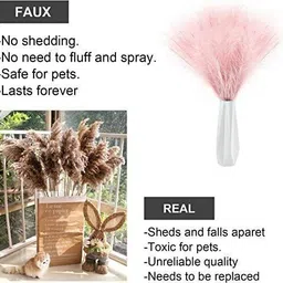 satyam kraft 3 Pcs Faux Pampas for Home,Office (Baby Pink) Pink Dried Sticks Artificial Flower image 5