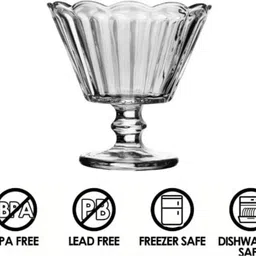 aanami Glass Dessert Bowl 170ML Clear Deep Cut Glass Ice Cream, Pudding Cups/Bowls, Tableware Set image 2