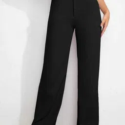 broadstar Women Loose Fit Black Lycra Blend Trousers image 1