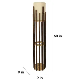 symplify Bastian Wooden Floor Lamp with Jute Shade & Brown Base image 3