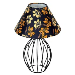 homesake Black Bedside Table Lamp with Modern Design, Fabric Shade, and Geometric Metal Base image 4