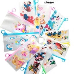 toxen 30pc Cartoon Plastic Stationery Zip Pouch For Pen Pencil & Multi Utility cartoon Art Plastic Pencil Box image 1