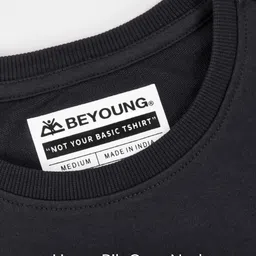 beyoung Men Solid Round Neck Cotton Blend Black T-Shirt image 5