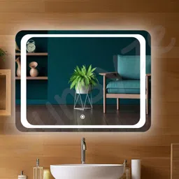 new shitla Rectangle Wall Mirror with touch sensor & Light for wall Decor, Size 24" X 24" Bathroom Mirror-picture-19