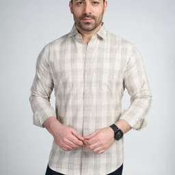 john watson Men Slim Fit Checkered Formal Shirt image 3