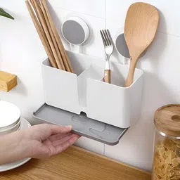 nestigo Bathroom Wall Shelf with Toothbrush Holder and Soap Stand Plastic Wall Shelf image 4