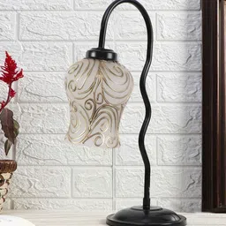 new era Multicolor Mosaic Glass Zig Zag Curvy Table Lamp with Iron Base image 2