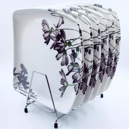 perfectdine NW_ Lunch & Plate Square Floral Print Serving Plate Size-11 Inch Dinner Plate image 2