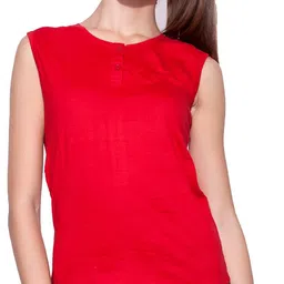 ap'pulse Pack of 2 Women Solid Henley Neck Pure Cotton Dark Blue, Red T-Shirt image 2