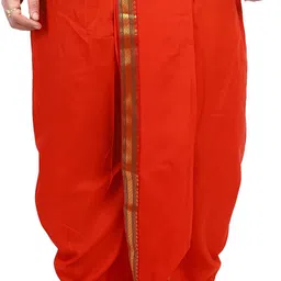 PRIYAKANT SAFAWALA RED ELASTIC DHOTI Solid Men Dhoti-image-4