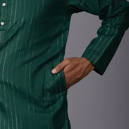 cellux Men Striped Cotton Blend Straight Kurta image 3