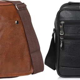 blowzy Black, Tan Men & Women Sling Bag Cross Body Travel Office Business Messenger One Side Men & Women Sling Bag image 1