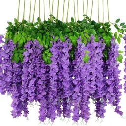 pbbs Artificial Wisteria Flowers for Diwali Navratri Wedding Party Home Decoration Purple Westeria Artificial Flower image 1
