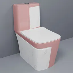 solano Dimond Quality LT015 Coral Pink Commode With White Marble Finish And Round Flush Button Western Commode image 3