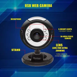 Fangtooth QHM495LM 6 Light 30MP Webcam For Laptop/Desktop HD with Night Vision 1.3 HD Webcam with Built-In Microphone with Night Vision USB Connectivity image 2