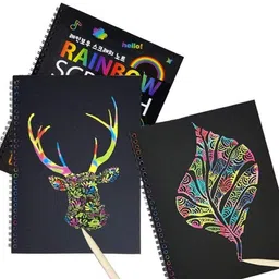 deziine A4 Rainbow Art Scratch Paper Book Sheets with Stylus Sketch Pad image 4