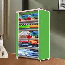flipkart perfect homes studio 5 Layer House Tree Green Print PP Collapsible Wardrobe image 3
