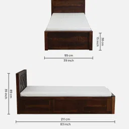 woodsworth from pepperfry Princeton Sheesham Wood Single Bed In Provincial Teak Finish With Box Storage image 2
