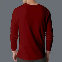 supersquad Men Solid Round Neck Pure Cotton Maroon T-Shirt image 2