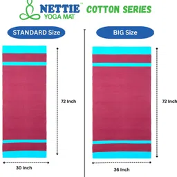 nettie 100% Cotton 100% Indian Yoga Mat (Carry Bag included, Size - 86 X 180 cm) - BIG Size Blue, Maroon 4 mm Yoga Mat image 2