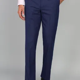 Men Regular Fit Dark Blue Polyester Trousers-image-55