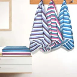Multicolour Cotton Striped 220 GSM Bath Towels 6 Pc-image-59