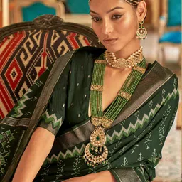 Anouk Ethnic Motif Printed Zari Ikat Saree image 2