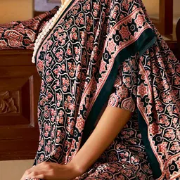 Saree mall Ajrak Block Poly Crepe Bagru Sarees image 4