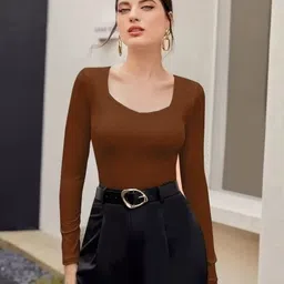 tivante Casual Regular Sleeves Solid Women Brown Top-picture-34