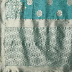 Mitera Teal Green & Gold-Toned Ethnic Motifs Zari Banarasi Saree image 5