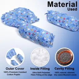 tip 'n' top Baby Pillow Set With Bolsters Mustard Seeds, Cotton Animals Baby Pillow Pack of 3 image 4