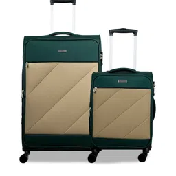 CARRIALL Set Of 2 Green Solid Soft-Sided Trolley Suitcases-picture-15
