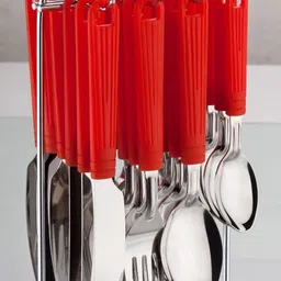 sorath 24-Pcs Stainless Steel Cutlery Set with Stand - Modern Handle Flatware Organizer Stainless Steel, Plastic Cutlery Set-picture-17