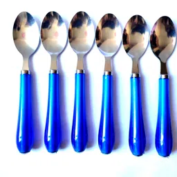 prodealnet Dining Table Spoon 6-Pieces Set for Kitchen and Dining Table Steel with Shiny Multi colour Plastic Handle Spoon Set for Home and Kitchen (Set of 6) Pack of 1 (Multi colour ) Steel Table Spoon Set (Pack of 6) Steel Table Spoon Set image 5