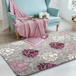 Buy Grey Floral Wool and Art Silk 4 ft x 6 ft Hand Tufted Carpet by Joyrugs by Littlelooms-picture-34