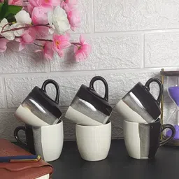 maalaxmi store Pack of 6 Ceramic BLACK U tone SHAPE TEA CUP image 4