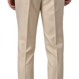 elanhood Pack of 2 Men Regular Fit Grey, Cream Cotton Blend Trousers image 3