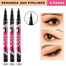 rehanza 36H Liquid Pencil Eyeliner Smudge Proof - Black Long Lasting (Pack of 3) 7.5 g-picture-10