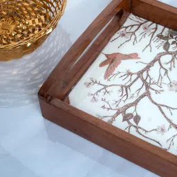 nohunt Premium Handmade Wooden Serving Tray Stylish Multipurpose for Dining, Home Decor Tray image 4