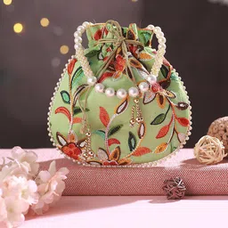 Jazz and Sizzle Embroidered Embellished Potli Clutch-picture-26
